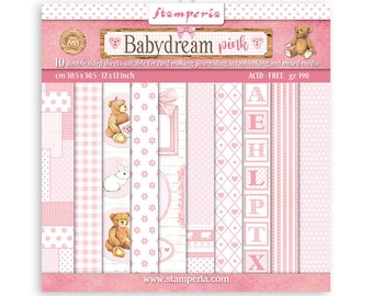 Stamperia 12x12 Babydream Pink Backgrounds - Double Sided Cardstock - 12x12 Cardstock - 12 x 12 - Daydream Collection - 23-1045