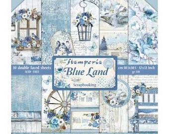 Stamperia 12x12 Blue Land Cardstock - Double Sided Cardstock - 12x12 Cardstock - Blue Land Cardstock - Christmas Card Stock - 23-107