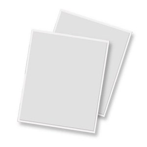 May include: Two blank white sheets of paper stacked on top of each other.