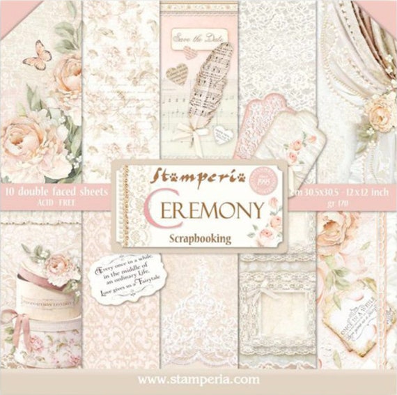 Stamperia Ceremony 12x12 Paper Pack Double Sided Cardstock 12x12 Cardstock  12x12 Ceremony Cardstock Scrapbook 23-041 