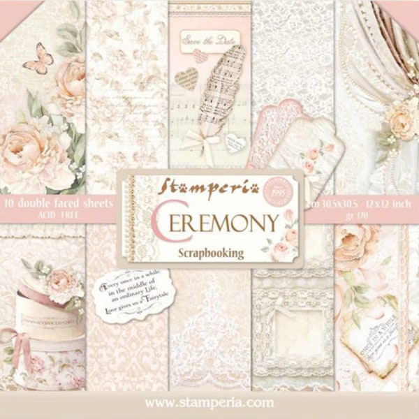 Stamperia Ceremony 12x12 Paper Pack - Double Sided Cardstock - 12x12 Cardstock - 12x12 - Ceremony Cardstock - Scrapbook - 23-041