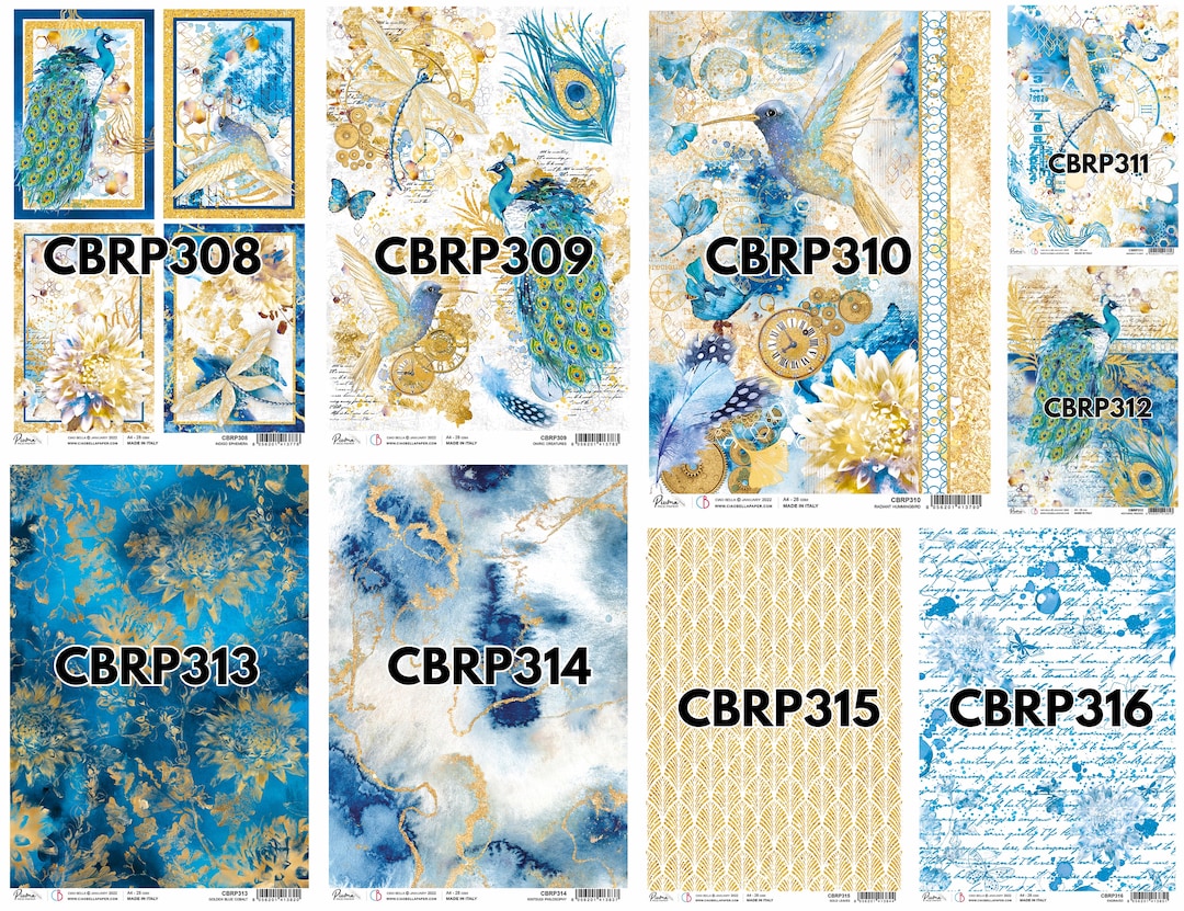 Ciao Bella Indigo A4 Rice Paper Decoupage Rice Paper Kintsugi Japanese