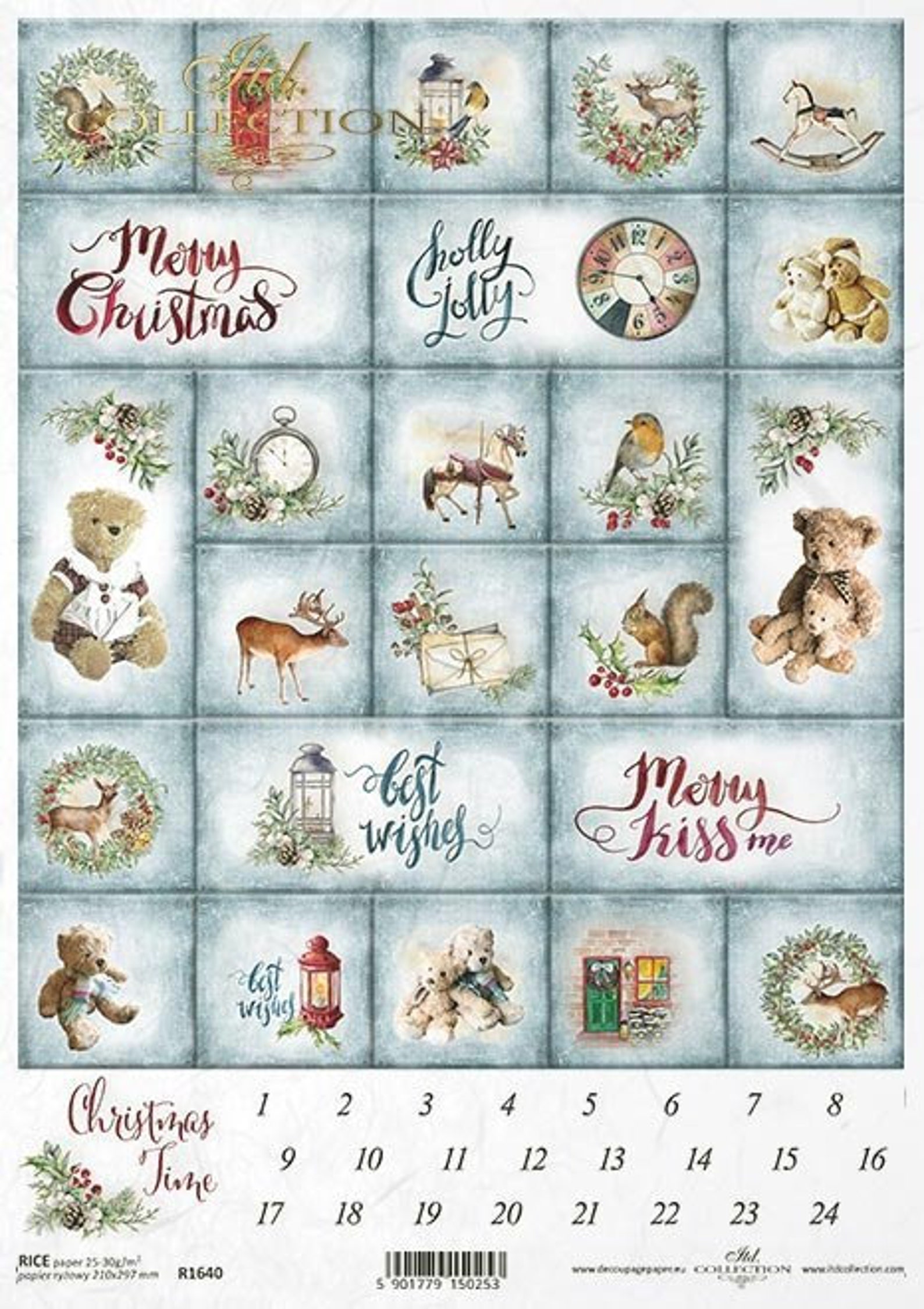 ITD Collection Christmas in Red Rice Paper - Christmas Rice Paper ...