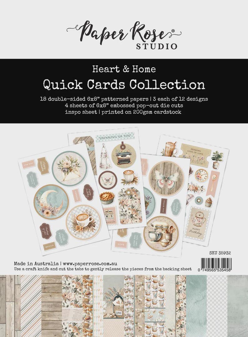 Paper Rose Heart & Home 6x8 Quick Cards Kit - Card Making Elements - 11 ...