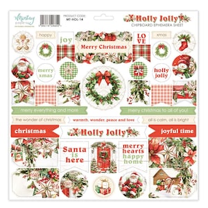 Mintay Holly Jolly Chipboard Ephemera - Mintay Ephemera - Chipboard Ephemera - Mintay Chipboard - Holly Jolly Collection - 27-575