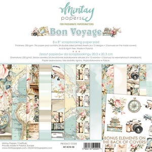 Mintay 8x8 Bon Voyage Cardstock - Double Sided Cardstock - 8x8 Cardstock - Cardstock - Bon Voyage Collection - 27-556