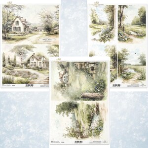 ITD Collection Rural Landscape Decoupage Rice Paper - Background Paper - Rural Rice Paper - Mixed Media Rice Paper - Decoupage Paper