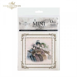 ITD Collection MINI Vintage Winter People in Square Frame Rice Paper Set - Vintage Rice Paper - Winter Rice Paper - Christmas - 31-540