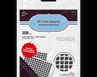 3D Foam Squares Black - Double-Sided Adhesive - Customizable Adhesive Foam - Die Cut Adhesive Foam - Scrapbook Adhesives - 30-009