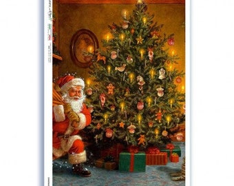 Paper Designs A4 Christmas Rice Paper - Christmas tree with Santa - Decoupage Rice Paper - A4 Rice Paper - Christmas Rice Paper - 34-188