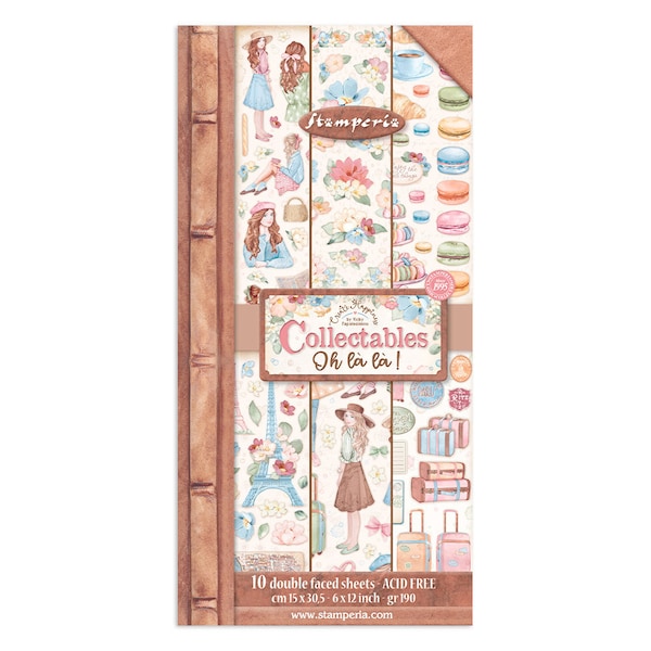 Stamperia 6x12 Collectibles Oh La La - Double Sided Cardstock - 6x12 Cardstock - Create Happiness Collection - Oh La La 6x12 - 23-1371