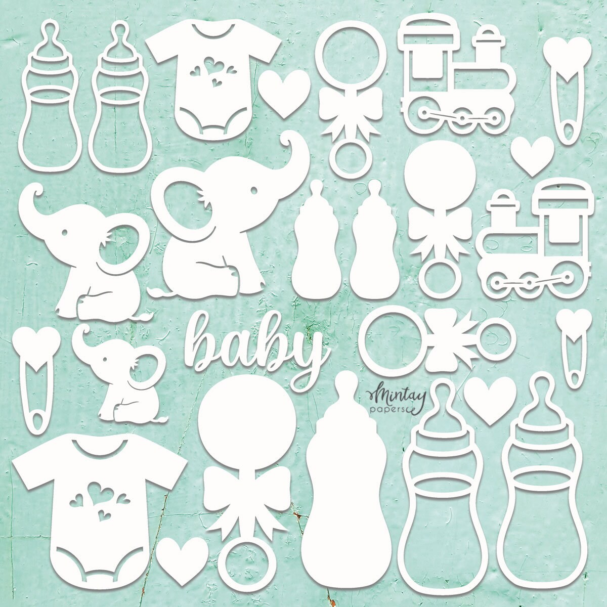 Blue Elephant Baby Boy 12x12 Scrapbook Paper - 4 Sheets – Country Croppers