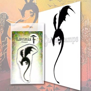 Lavinia Stamps Mideela - Dragon Stamp - Clear Cling Stamp - Fairy Cling Stamp - Mideela Dragon Stamp - Fairy Silhouette Stamp