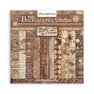 Stamperia 12x12 Coffee and Chocolate Backgrounds - Double Sided Cardstock - 12x12 Cardstock - Coffee and Chocolate Collection - 23-1535