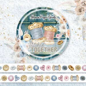 Memory Place Stitched Together Collection Washi Tape - Washi Tape - Sewing Washi Tape - Scrapbook - Stitched Together Collection - 13-387