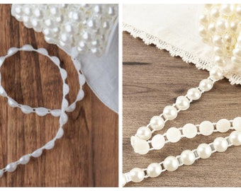 1 YARD 10mm Faux Pearl Bead Garland - Bead Strand - White Bead Strand - Ivory Bead Strand - Faux Pearl Garland - Bead Garland - Faux Pearls