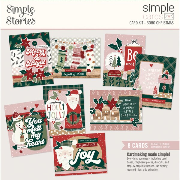 Kit de tarjetas navideñas bohemias de Simple Stories - Kit de tarjetas de Simple Cards - Colección navideña boho - Kit de tarjetas - Kit de tarjetas - 41-024