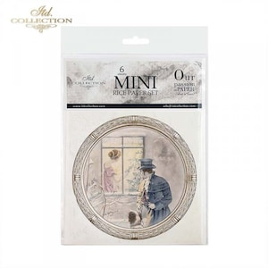 ITD Collection MINI Vintage Winter People in Round Frame Rice Paper Set - Vintage Rice Paper - Winter Rice Paper - Christmas - 31-541