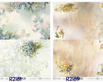 ITD Collection Spring Flowers: Daffodils and Forget-Me-Nots Rice Paper - Flower Background Rice Paper - Flowers - Eggs - Pastel Rice Paper