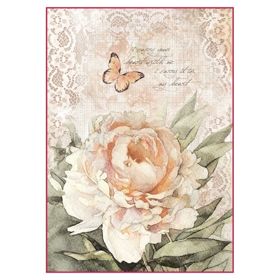 for Decoupage Scrapbooking Sheet Rice paper Butterflies dragonfly flower