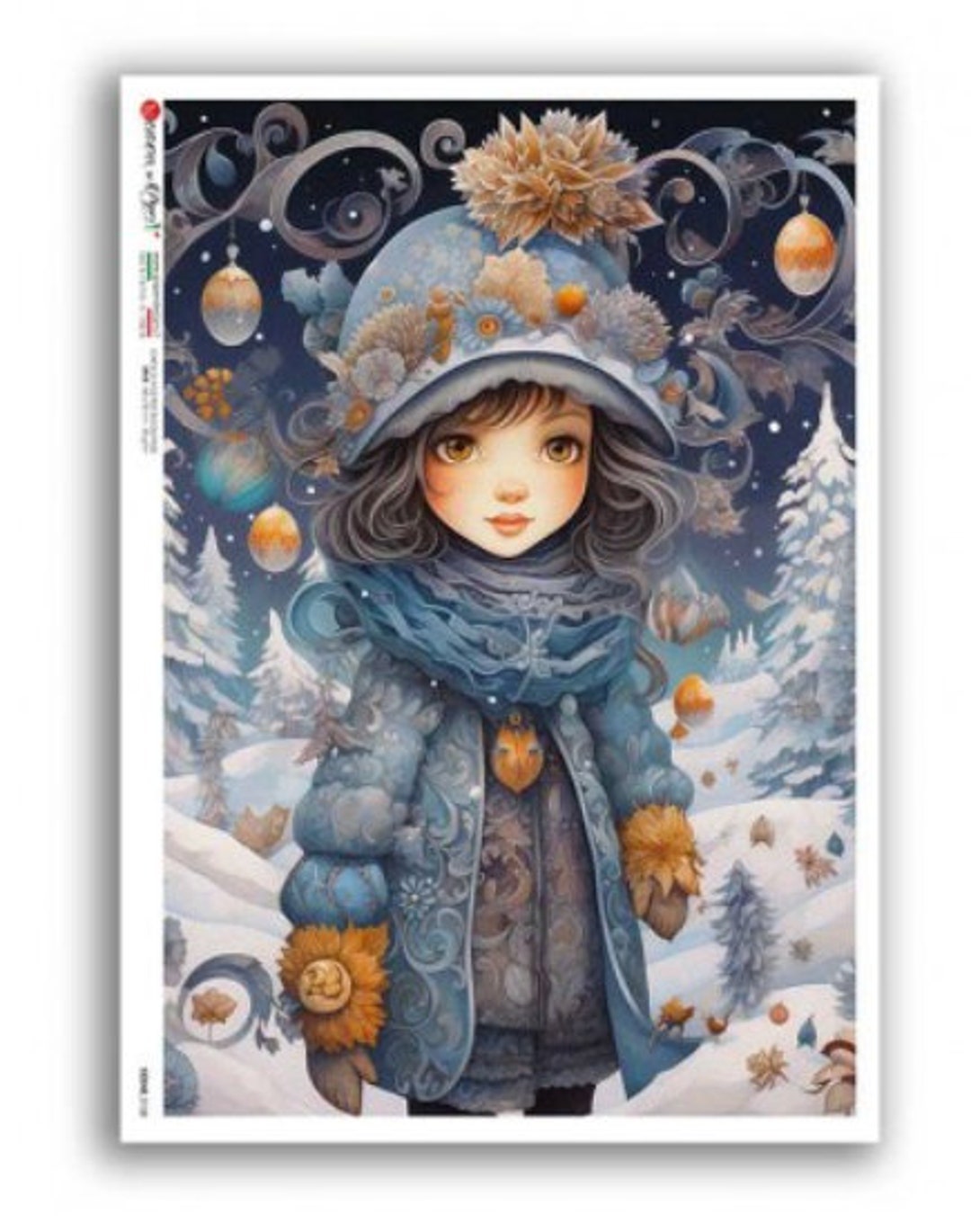 Paper Designs A4 Rice Paper - Girl in Winter Landscape - Decoupage Rice ...