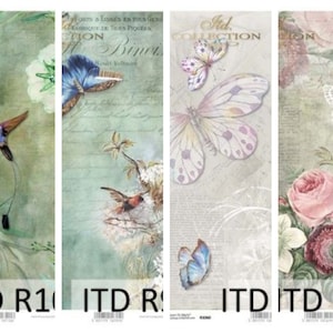 ITD Collection Rice paper in retro style, fauna and flora Rice Paper - Bird Rice Paper - Hummingbird Rice Paper - Butterfly Rice Paper