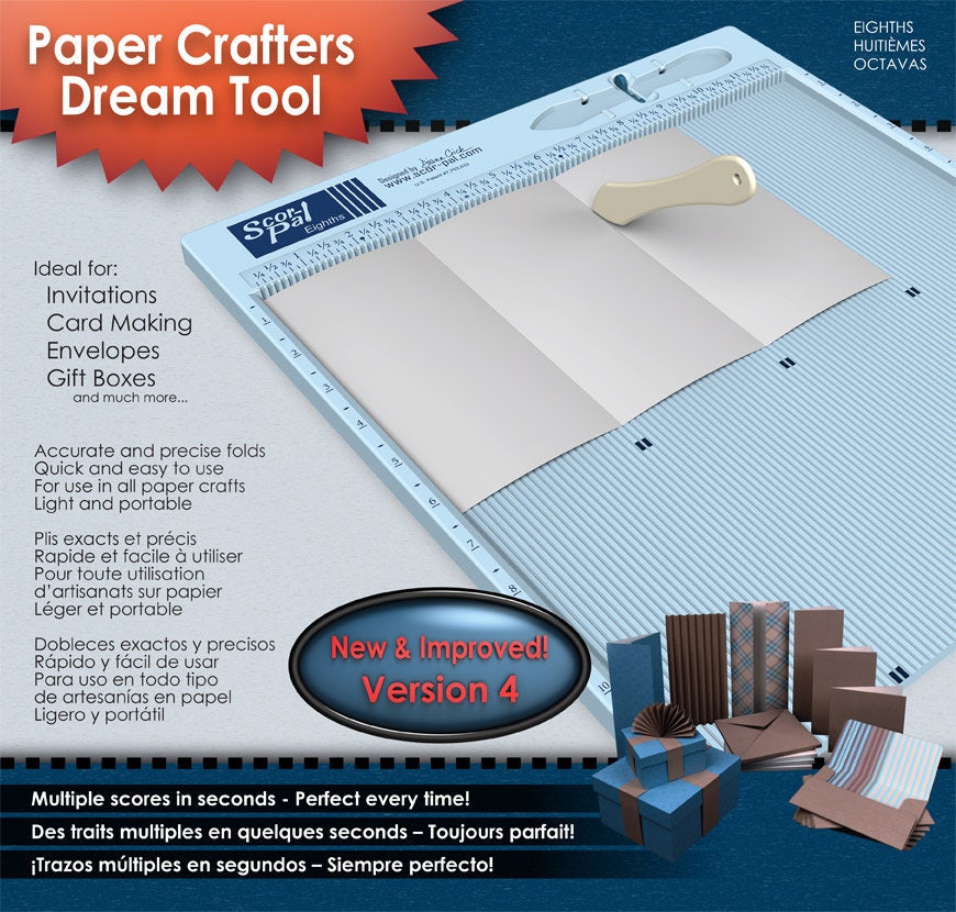 Vaessen Creative Score Easy Scoring Board for Card Making and Paper Crafts  with Bone Folder and Measurement Guide