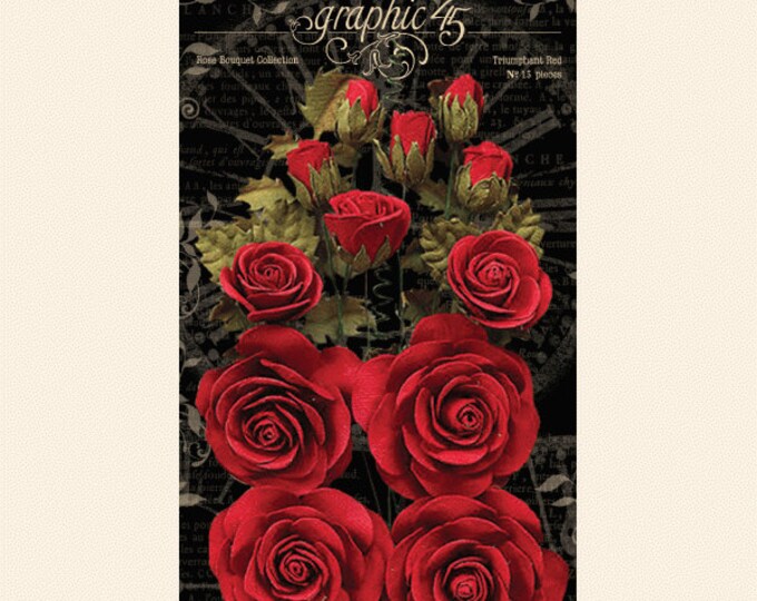 Graphic 45 Rose Bouquet Collection - Triumphant Red - G45 Flowers - Red ...