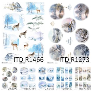 ITD Collection Christmas, Winter Views, Christmas Trees, Animals, Deer, Wolves Rice Paper - Christmas Rice Paper - Winter Paper - Mountains