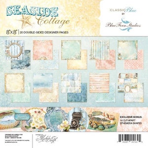 Blue Fern 8x8 Seaside Cottage Cardstock - Michele Singh - Classic Blue - Blue Fern Studios - Seaside Cottage Collection -32-136