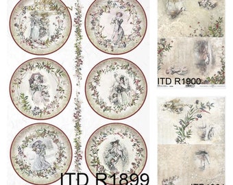 ITD Collection Victorian Christmas Rice Paper - Christmas Rice Paper - Holiday Rice Paper - Decoupage Rice Paper - Vintage Christmas