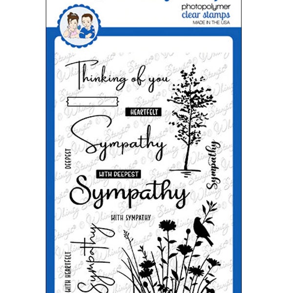 Whimsy Stamps Sympathy Silhouette - Clear Cling Stamps - Sentiment Cling Stamp - Sentiment Set Cling Stamps - Whimsy Stamps - 20-120