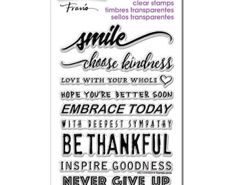 Stampendous Smile Sentiments Perfectly Clear Stamps Set - Clear Cling Stamp - Sentiment Cling Stamp - Never Give Up Stamp - 19-140