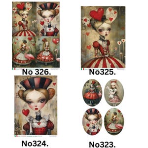 ABStudio Carte Italiano A4 Decoupage Rice Papers - Decoupage Papers - Rice Papers - A4 Papers - Alice - Red Heart Queen - Wonderland