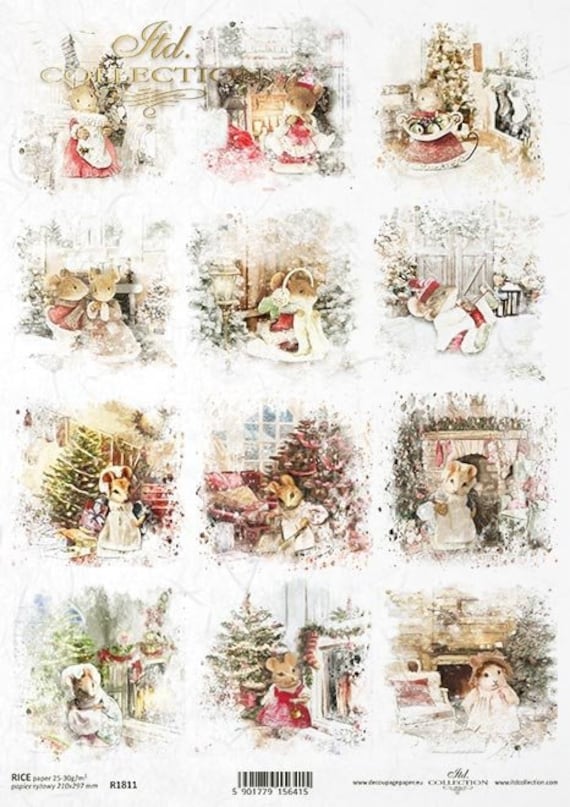 ITD Collection Christmas Mice Rice Paper Christmas Rice - Etsy
