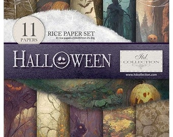 ITD Collection Halloween A4 Rice Paper Set - Rice Paper Set - Halloween Rice Paper - Pumpkin Rice Paper - Spooky Rice Paper - 31-585