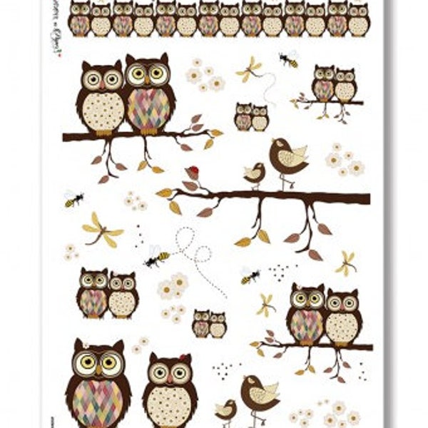 Paper Designs Owl Rice Paper - Animals - Animal Rice Paper - Decoupage Rice Paper - A4 Rice Paper - Owl Rice Paper - 34-198