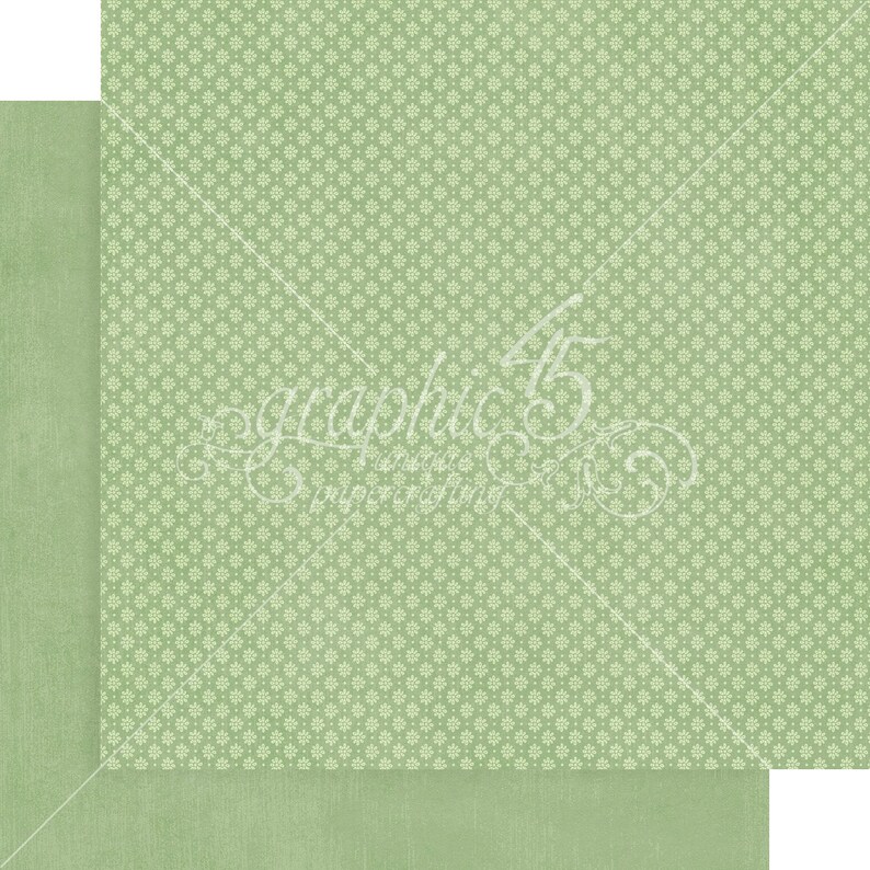 May include: A green digital paper with a white floral pattern. The pattern is a repeating design of small white flowers.