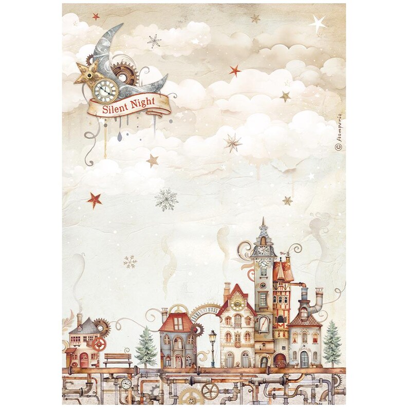 Stamperia A4 Gear up for Christmas Rice Paper Decoupage Rice Paper