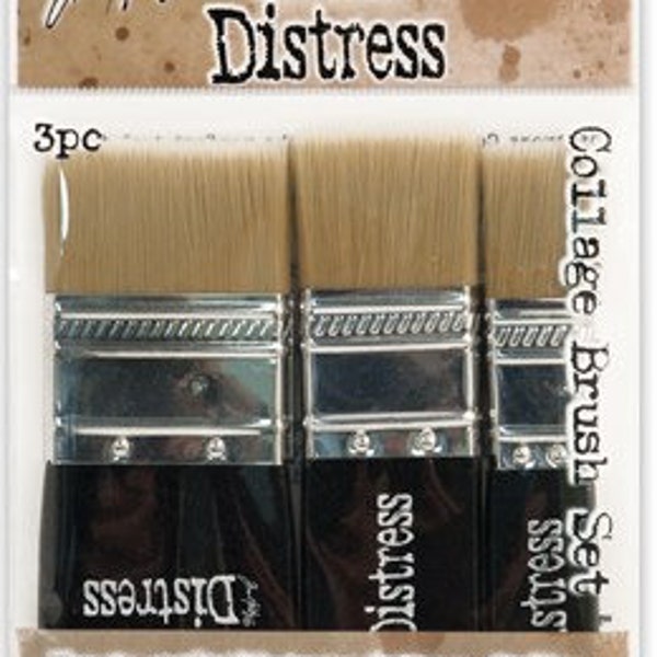 Tim Holtz Distress Collage Brush Set - Collage Brushes - Ranger Collage Assorted Brushes - Mixed Media Brushes - Tim Holtz Brushes - 17-263