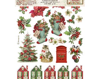 Stamperia A4 Classic Christmas 6pk Rice Paper - Decoupage Rice Paper - Classic Christmas Rice Paper - Classic Christmas Collection - 23-1783