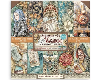 Stamperia 12x12 Sir Vagabond in Fantasy World Cardstock - Double Sided Paper - 12x12 - Fantasy World Collection - Steampunk - 23-1593