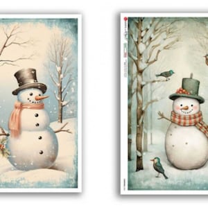 Paper Designs A5 Rice Paper - Christmas - Snowman Rice Paper - Decoupage Rice Paper - A5 Rice Paper - Winter Rice Paper - Rice Paper