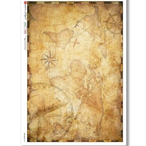 Paper Designs Rice Paper - Old Maps Rice Paper - Map Rice Paper - Decoupage Rice Paper - A4 Rice Paper - Vintage Map Paper - 34-107