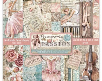 Stamperia 8x8 Passion Cardstock - Stamperia - Double Sided Cardstock - Passion Collection - Stamperia Passion Collection - 23-656