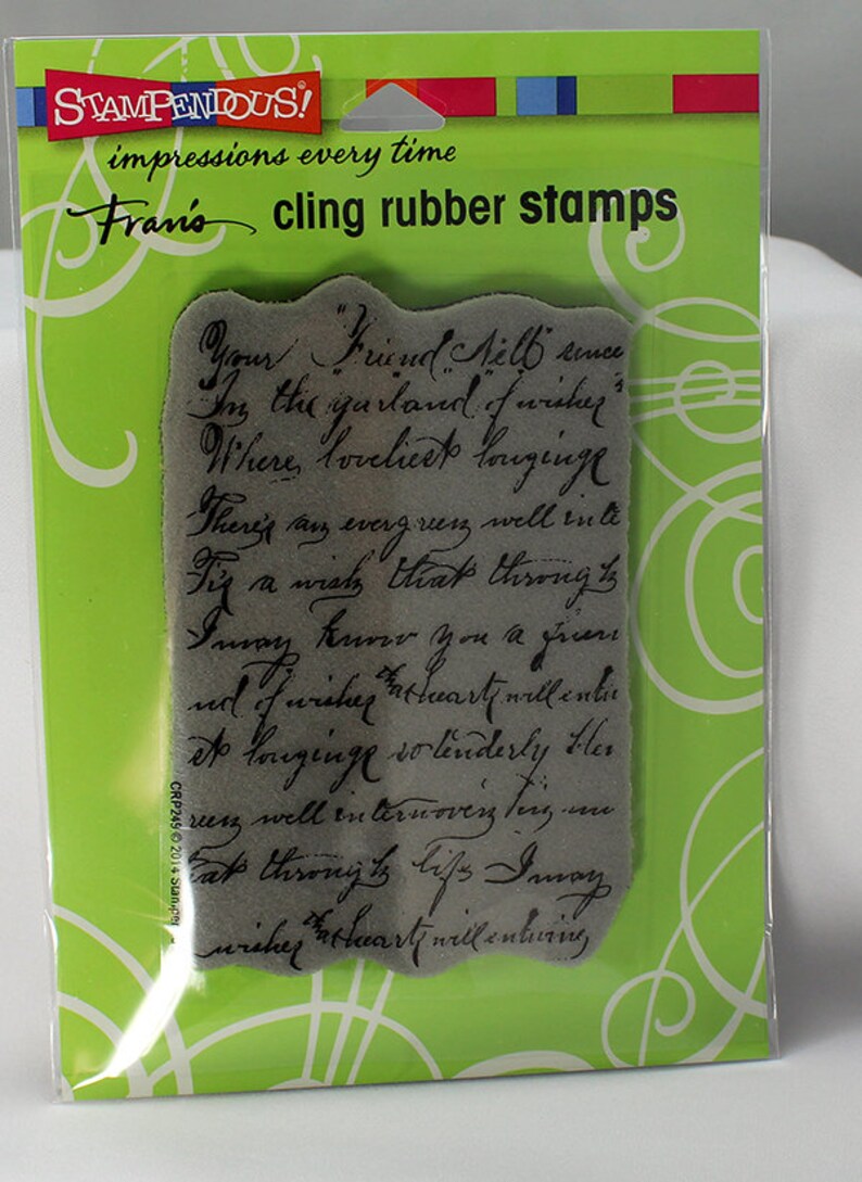 Stampendous Vintage Note Cling Stamp Script Cling Stamp Etsy