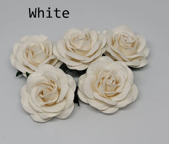 Promlee Flowers 35mm White/cream Trellis Roses 5pk - Paper Flowers