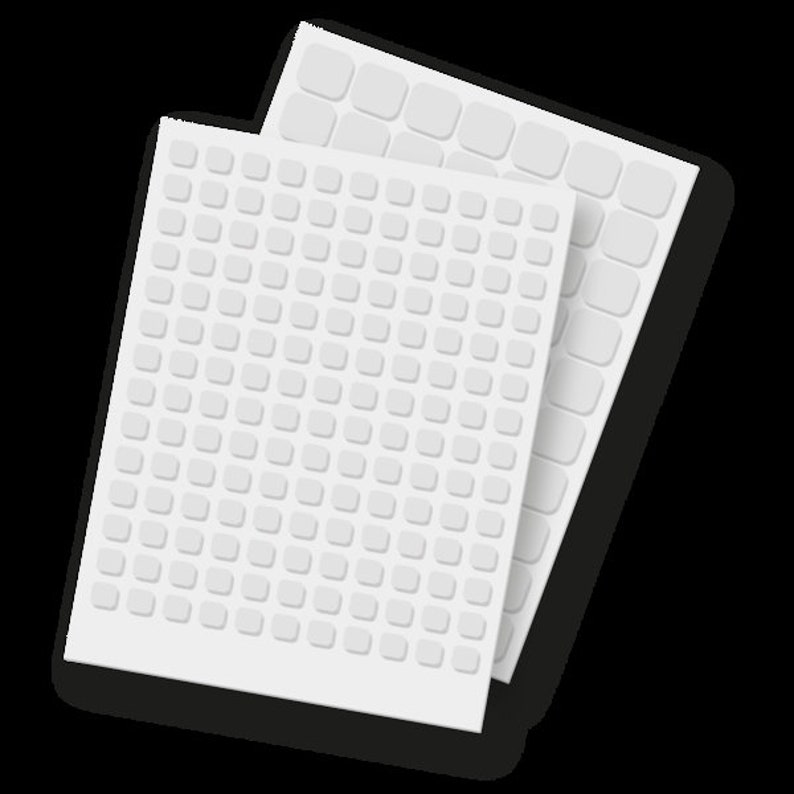 May include: Two sheets of white adhesive-backed sticker paper with a grid of small, round, raised dots.