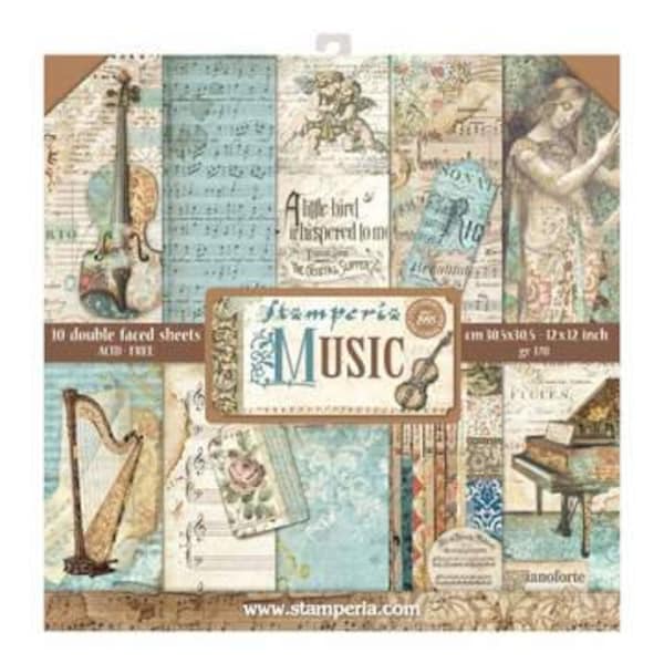 Stamperia 12x12 Music Cardstock - Double Sided Cardstock - 12x12 Cardstock - 12 x 12 - Music Theme Cardstock - Stamperia - 23-106