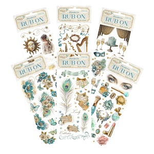 Stamperia Masquerade Rub Ons - Moon Transfers - Transfer Film - Small Transfers - Masquerade Collection Rub Ons - Feather Rub Ons
